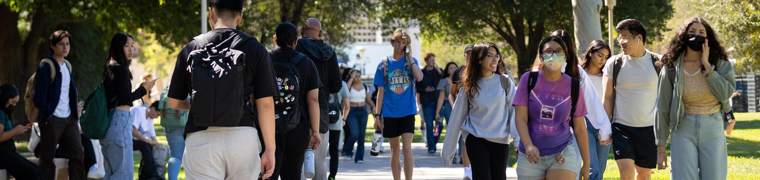 UCR students walking on-campus
